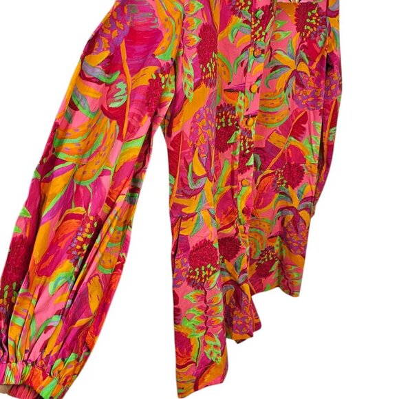 Farm Rio x Anthropologie Long-Sleeve Printed Collared Romper, Oversized, Small - Picture 10 of 10